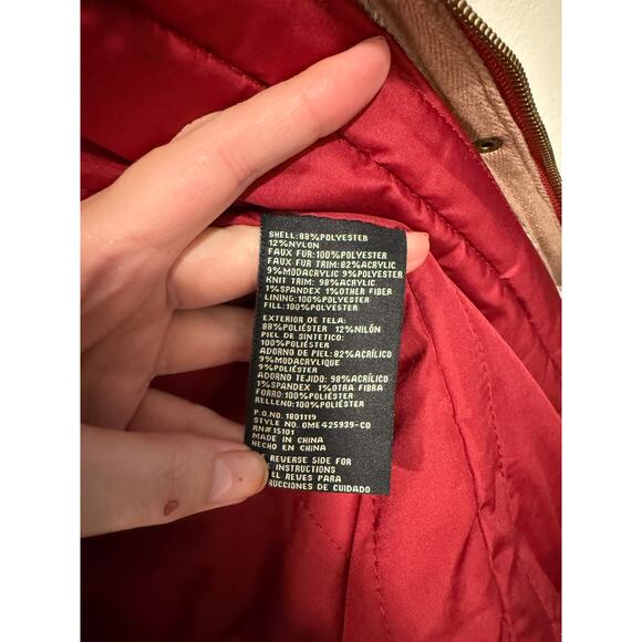 NEW! 1 Madison Expedition 1X Fur Trim Jacket $289 Hood Coat Long Burgundy Red XL - Picture 9 of 9